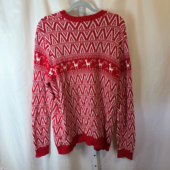 Blizzard Bay XL Oversized Llama Christmas Sweater 100% Cotton Red Holiday Knit - Picture 2 of 4